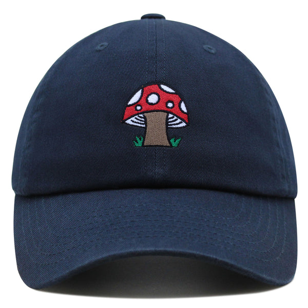 Mushrooms Premium Dad Hat Embroidered Baseball Cap White Polka Dot