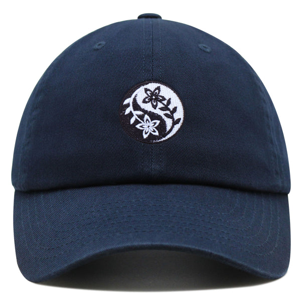 Flower Ying Yang Premium Dad Hat Embroidered Cotton Baseball Cap Symbol