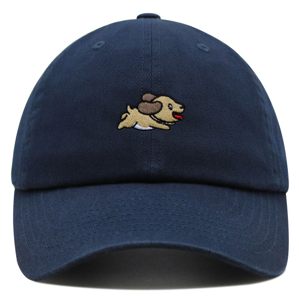 Cute Dog Running Premium Dad Hat Embroidered Cotton Baseball Cap Puppy Run