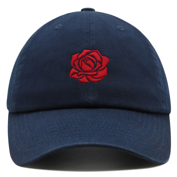 Red Rose Premium Dad Hat Embroidered Cotton Baseball Cap Flower