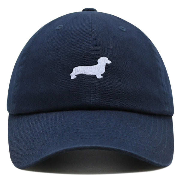 Dachshund Silhouette Premium Dad Hat Embroidered Cotton Baseball Cap Outline