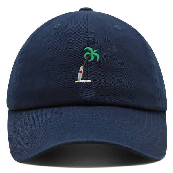Palm Tree Surfing Premium Dad Hat Embroidered Cotton Baseball Cap Surf Board Ocean