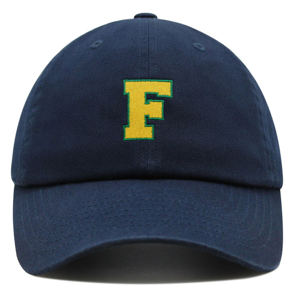 Initial F College Letter Premium Dad Hat Embroidered Cotton Baseball Cap Yellow Alphabet