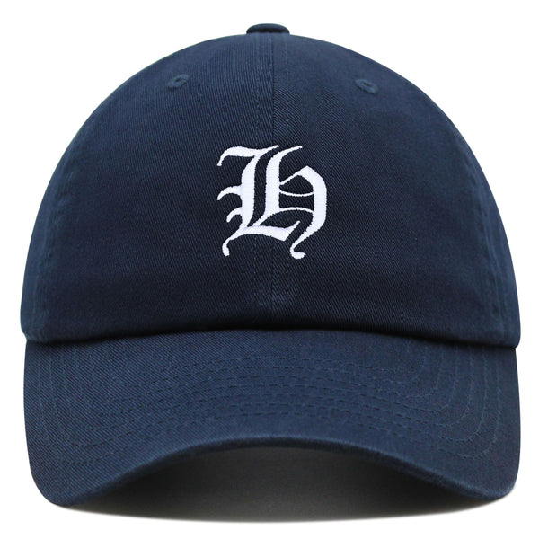 Old English Letter H Premium Dad Hat Embroidered Cotton Baseball Cap English Alphabet