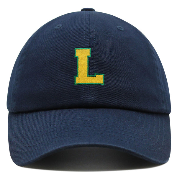 Initial L College Letter Premium Dad Hat Embroidered Cotton Baseball Cap Yellow Alphabet