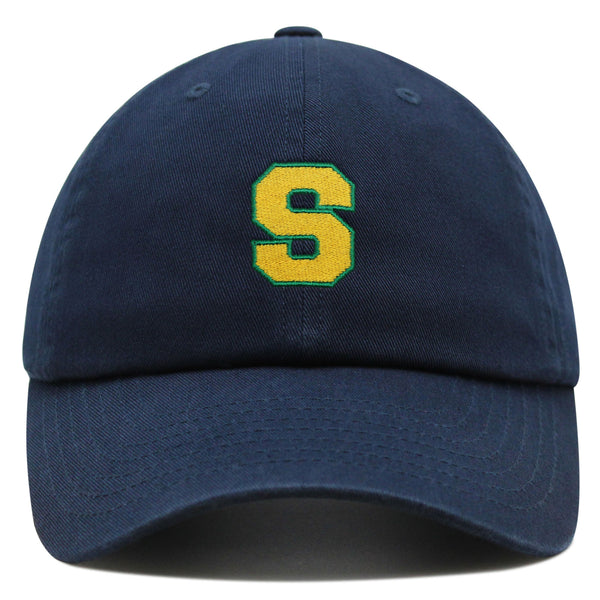 Initial S College Letter Premium Dad Hat Embroidered Cotton Baseball Cap Yellow Alphabet