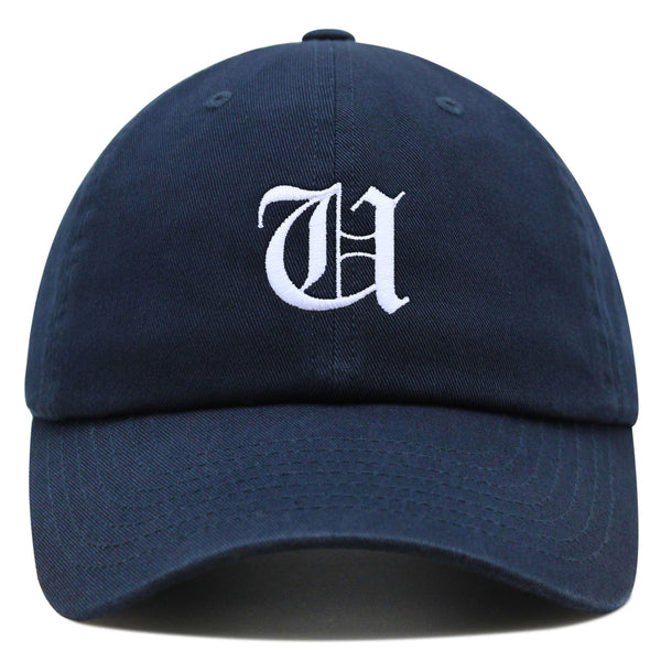 Old English Letter U Premium Dad Hat Embroidered Cotton Baseball Cap English Alphabet