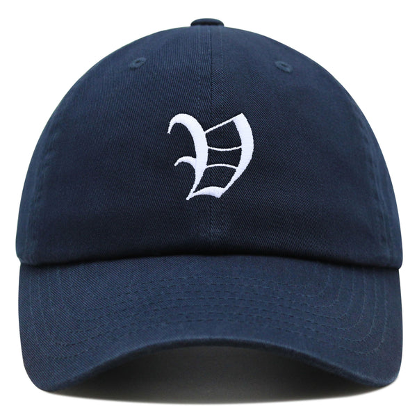 Old English Letter V Premium Dad Hat Embroidered Cotton Baseball Cap English Alphabet