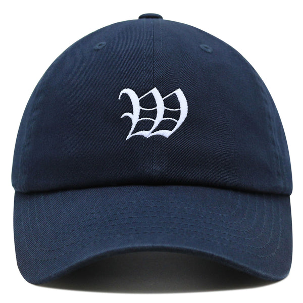 Old English Letter W Premium Dad Hat Embroidered Cotton Baseball Cap English Alphabet