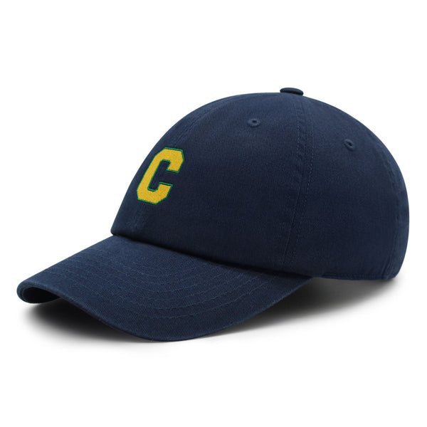 Initial C College Letter Premium Dad Hat Embroidered Cotton Baseball Cap Yellow Alphabet