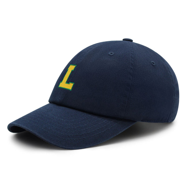 Initial L College Letter Premium Dad Hat Embroidered Cotton Baseball Cap Yellow Alphabet