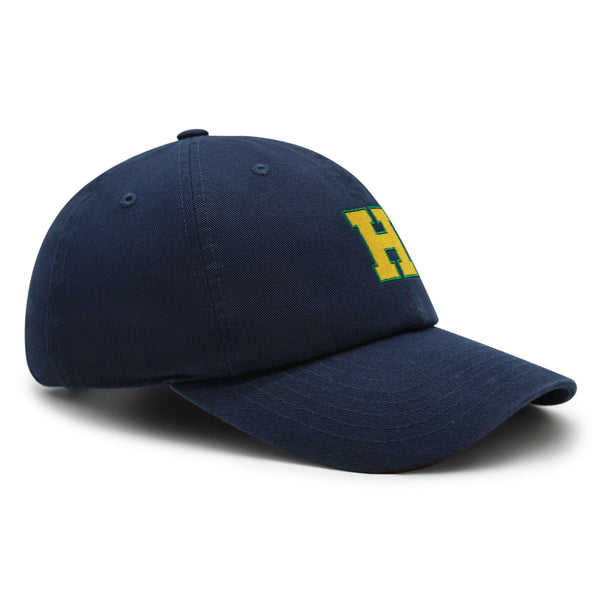 Initial H College Letter Premium Dad Hat Embroidered Cotton Baseball Cap Yellow Alphabet