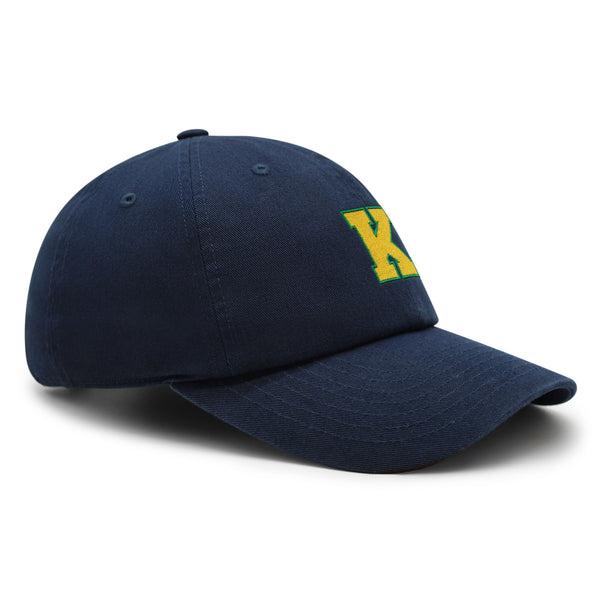 Initial K College Letter Premium Dad Hat Embroidered Cotton Baseball Cap Yellow Alphabet