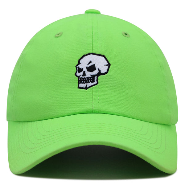 Skull Side View Premium Dad Hat Embroidered Baseball Cap Grunge