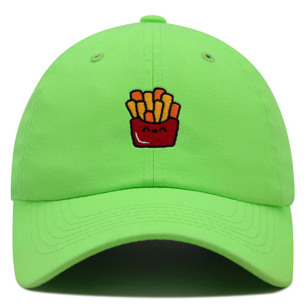 Smiling French Fries Premium Dad Hat Embroidered Baseball Cap Chips Fast Food