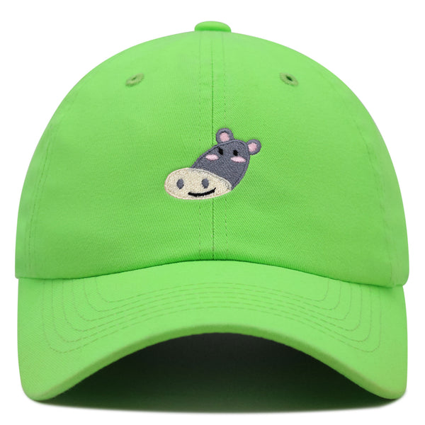 Cute Hippo Face Premium Dad Hat Embroidered Baseball Cap Zoo Hippopotamus