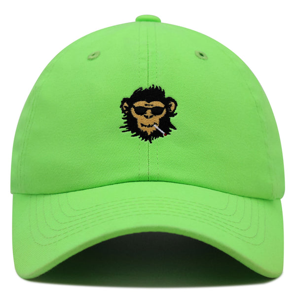 Smoking Monkey Premium Dad Hat Embroidered Baseball Cap Wild Animal Funny