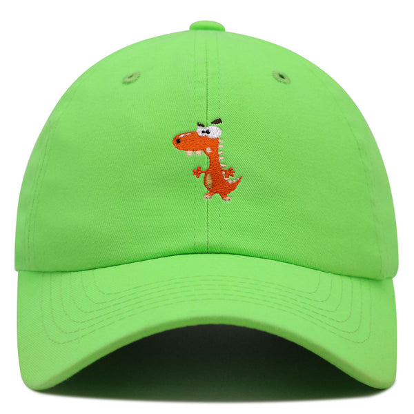 Funny Orange Dinosaur Premium Dad Hat Embroidered Baseball Cap  Funny Dino