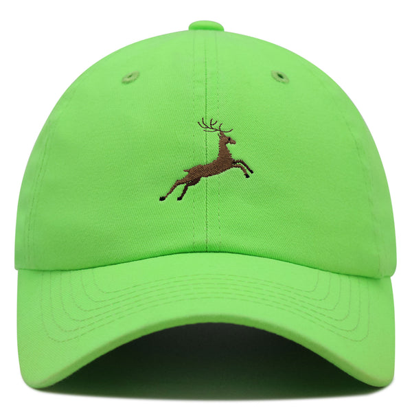 Deer Premium Dad Hat Embroidered Baseball Cap Hunting Jumping