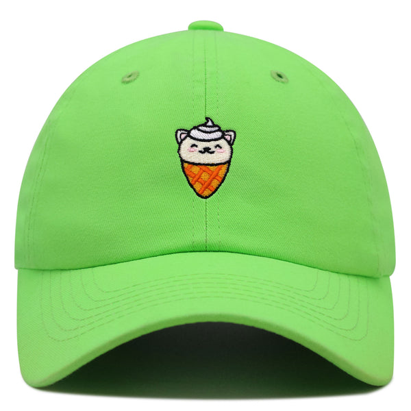 Ice Cream Cat Premium Dad Hat Embroidered Baseball Cap Ice Cream Foodie