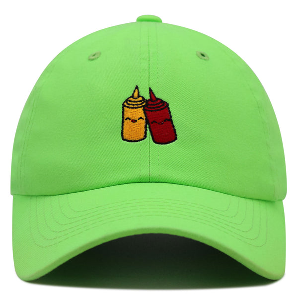 Ketchup and Mustard Premium Dad Hat Embroidered Baseball Cap Foodie Sauces Ketchut Mustard