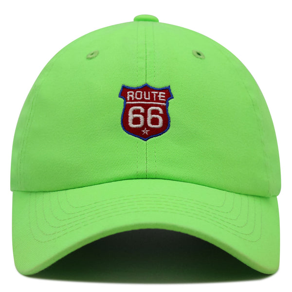 Route 66 Premium Dad Hat Embroidered Baseball Cap Roadtrip Highway 66