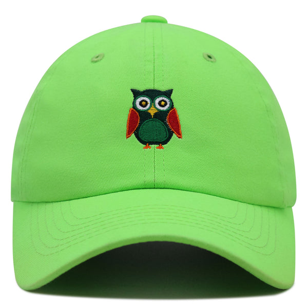 Owl Premium Dad Hat Embroidered Baseball Cap Bird Green