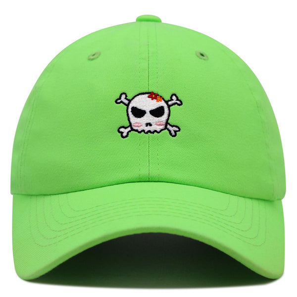 Skull Premium Dad Hat Embroidered Baseball Cap Ribbon Girly