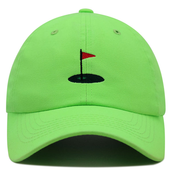 Golf Cup Premium Dad Hat Embroidered Baseball Cap Golf Ball Hole Flagstick Pin