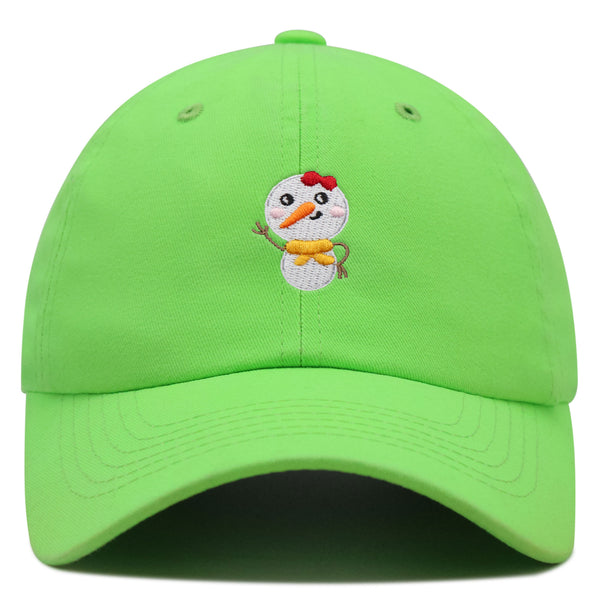 Snowman Premium Dad Hat Embroidered Baseball Cap Winter Snow