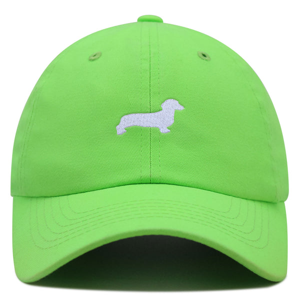 Dachshund Silhouette Premium Dad Hat Embroidered Cotton Baseball Cap Outline