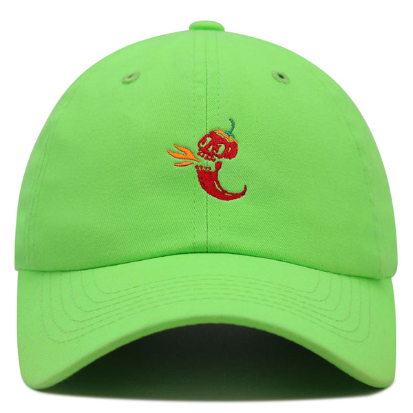 Jalapeno Skull Premium Dad Hat Embroidered Cotton Baseball Cap Spicy Pepper