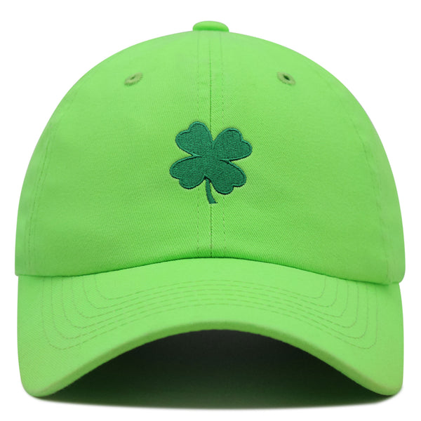 Green Clover Premium Dad Hat Embroidered Cotton Baseball Cap Four Leaf