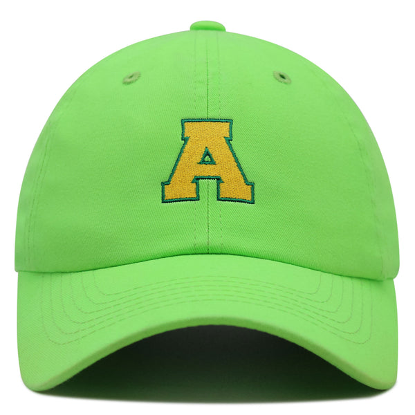 Initial A College Letter Premium Dad Hat Embroidered Cotton Baseball Cap Yellow Alphabet