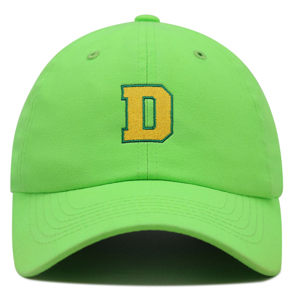 Initial D College Letter Premium Dad Hat Embroidered Cotton Baseball Cap Yellow Alphabet