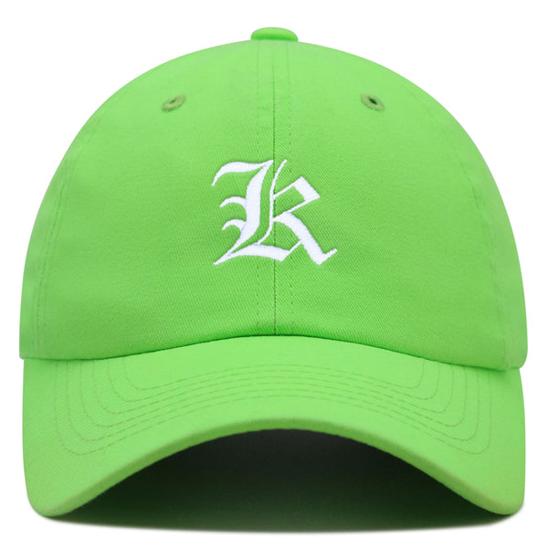 Old English Letter K Premium Dad Hat Embroidered Cotton Baseball Cap English Alphabet