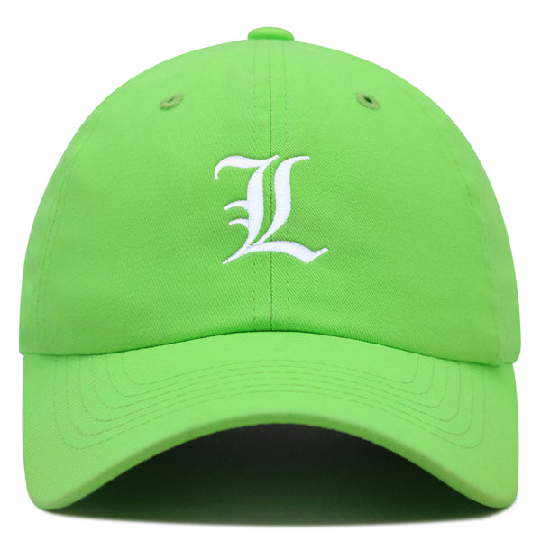 Old English Letter L Premium Dad Hat Embroidered Cotton Baseball Cap English Alphabet