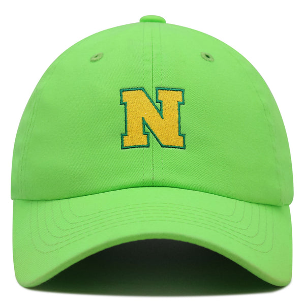 Initial N College Letter Premium Dad Hat Embroidered Cotton Baseball Cap Yellow Alphabet