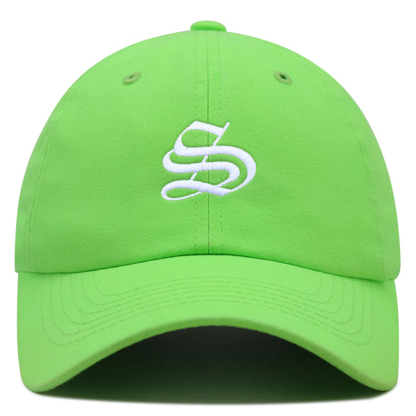 Old English Letter S Premium Dad Hat Embroidered Cotton Baseball Cap English Alphabet