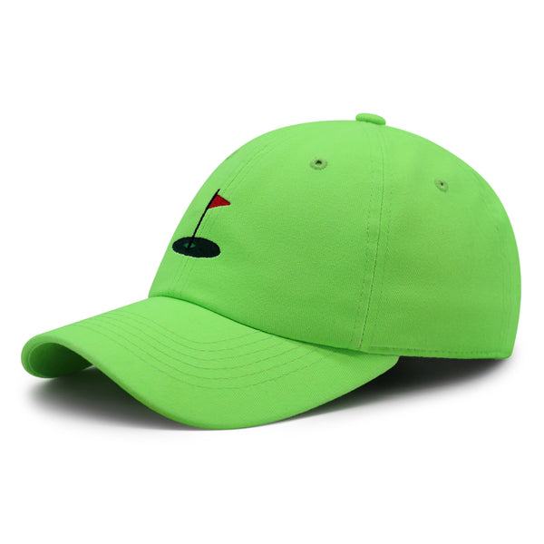 Golf Cup Premium Dad Hat Embroidered Baseball Cap Golf Ball Hole Flagstick Pin