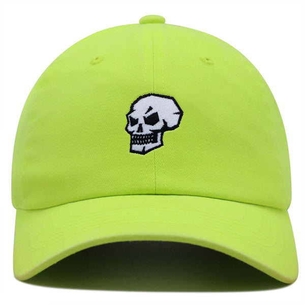 Skull Side View Premium Dad Hat Embroidered Baseball Cap Grunge