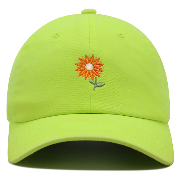 Orange Flower Premium Dad Hat Embroidered Baseball Cap Floral