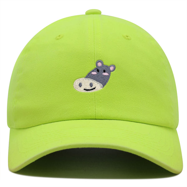 Cute Hippo Face Premium Dad Hat Embroidered Baseball Cap Zoo Hippopotamus