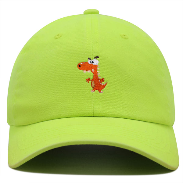 Funny Orange Dinosaur Premium Dad Hat Embroidered Baseball Cap  Funny Dino