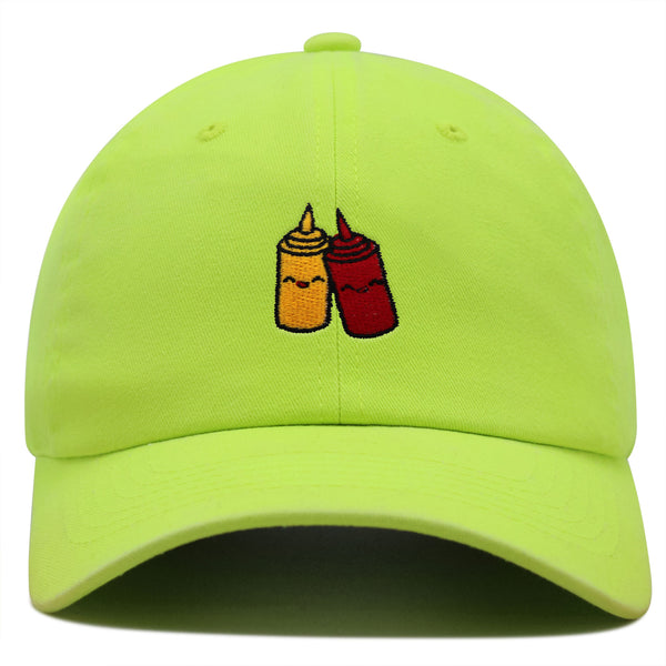 Ketchup and Mustard Premium Dad Hat Embroidered Baseball Cap Foodie Sauces Ketchut Mustard