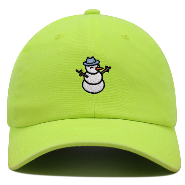 Snowman Premium Dad Hat Embroidered Baseball Cap Winter Snow