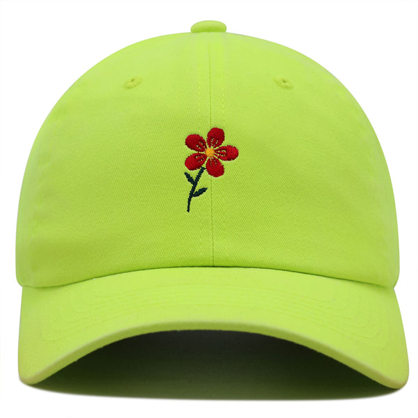 Red Flower Premium Dad Hat Embroidered Baseball Cap Floral