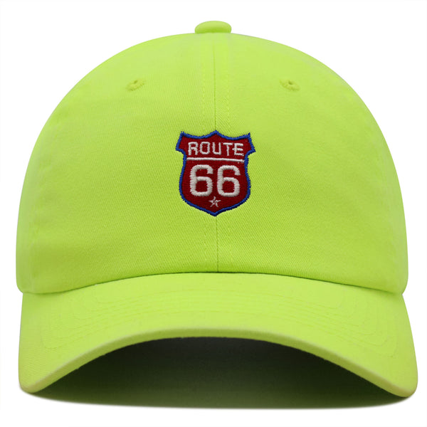 Route 66 Premium Dad Hat Embroidered Baseball Cap Roadtrip Highway 66