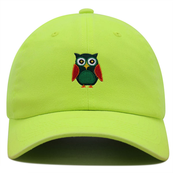 Owl Premium Dad Hat Embroidered Baseball Cap Bird Green