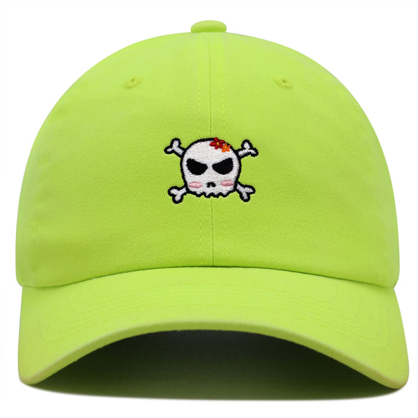 Skull Premium Dad Hat Embroidered Baseball Cap Ribbon Girly